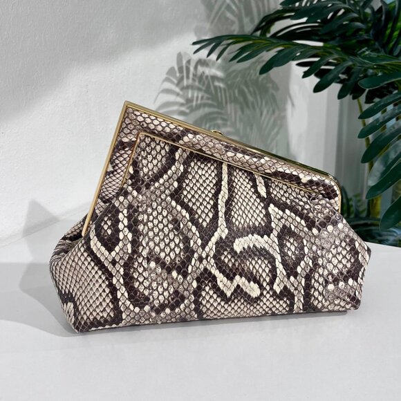 Natural Python Fendi First "F" Clutch - Picture 3 of 11